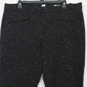 GAP Womens 16R Skinny Ankle Pants Grey Black Leopard Print Stretch Trouser Chino